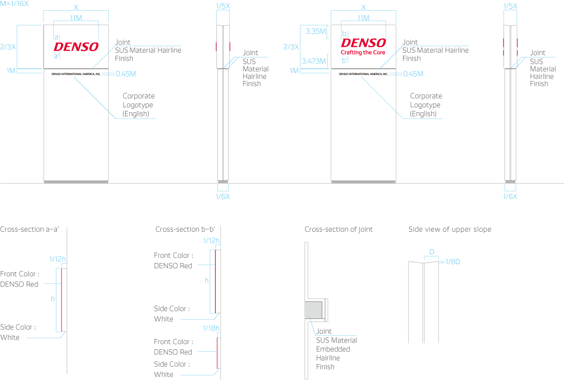 Gate Signage (Vertical type with a facility name and company logo type.)