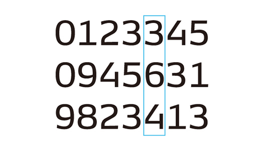 表数字 OpenTypeオプション
