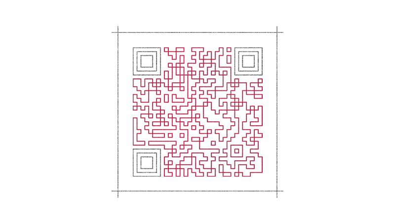 Data encoded in a QR code and an error correction function in case of dirt or damage