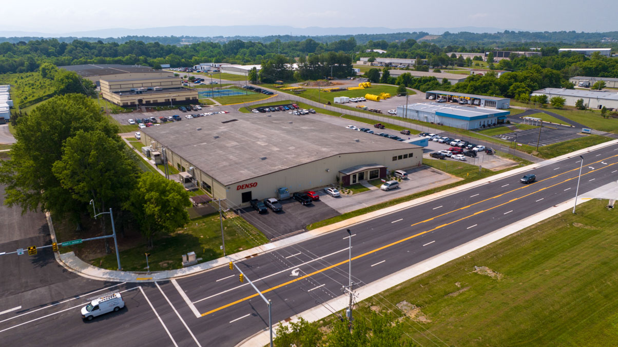 The North America Production Innovation Center building at DENSO Manufacturing Tennessee in Maryville.