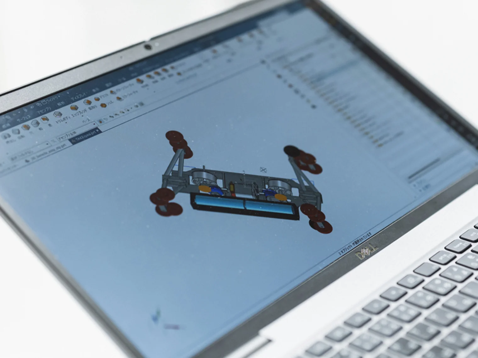 パソコンに表示された夢卵技能コンテスト用マシンの3D CADモデル