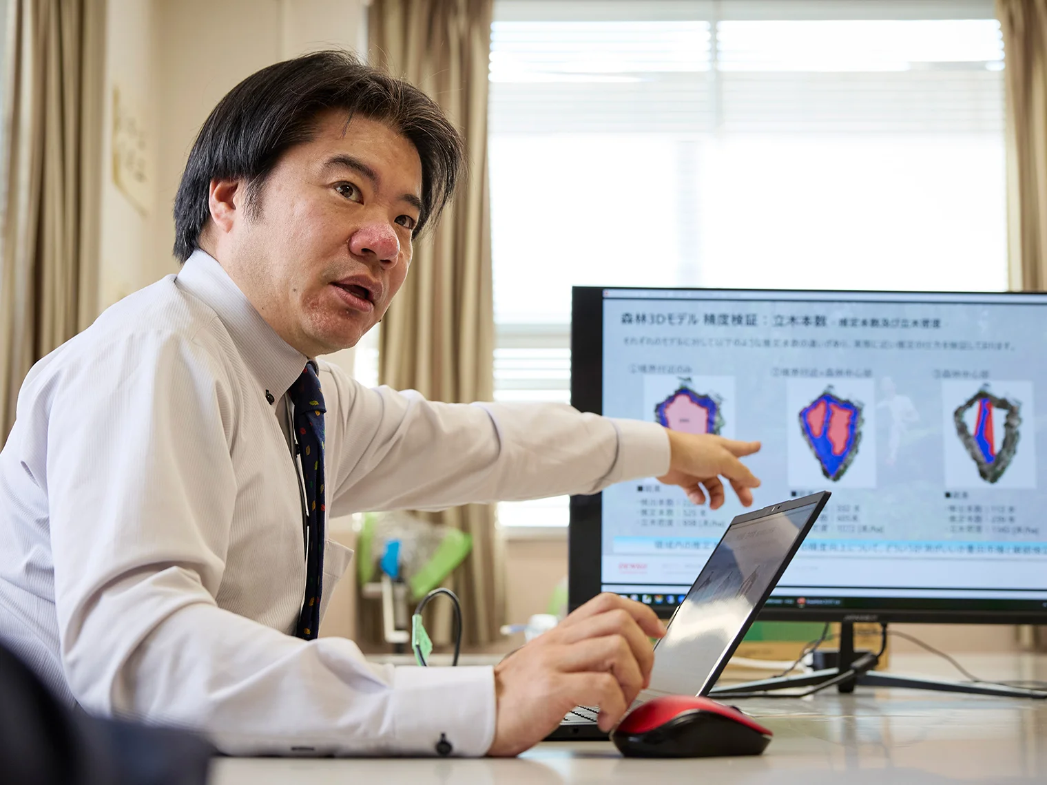 CO₂吸収量の向上に着目していると語る藤井