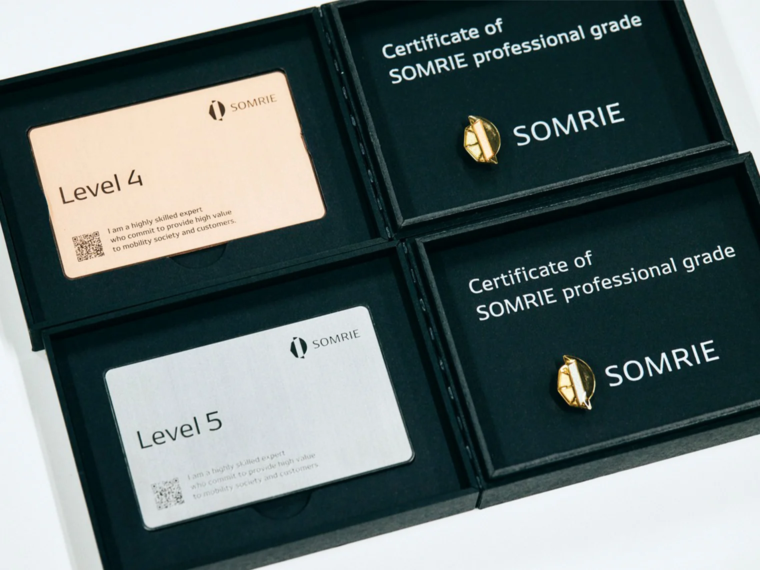 SOMRIE™認定者に与えられるカードとバッジ