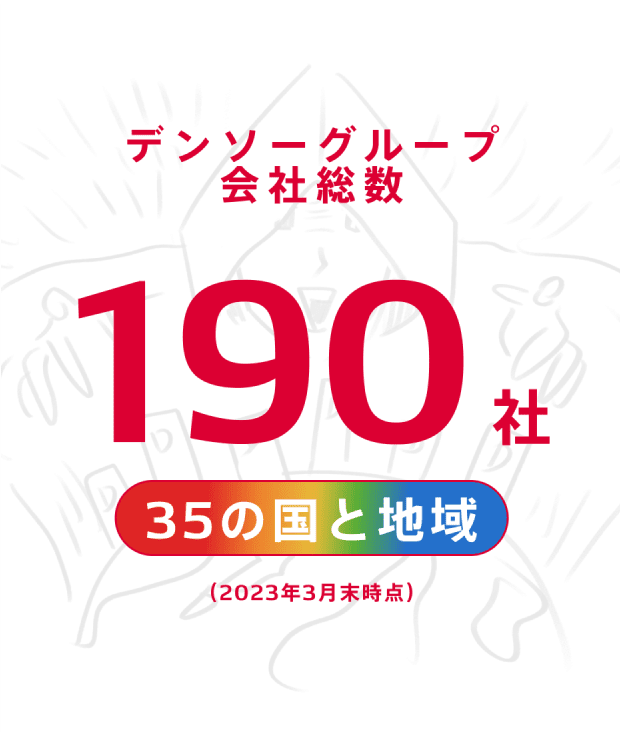 デンソーグループ会社総数 190社 35の国と地域（2023年3月末時点）