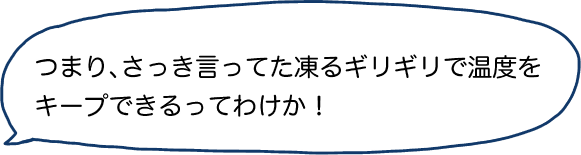 つまり、さっき言ってた凍るギリギリで温度をキープできるってわけか！