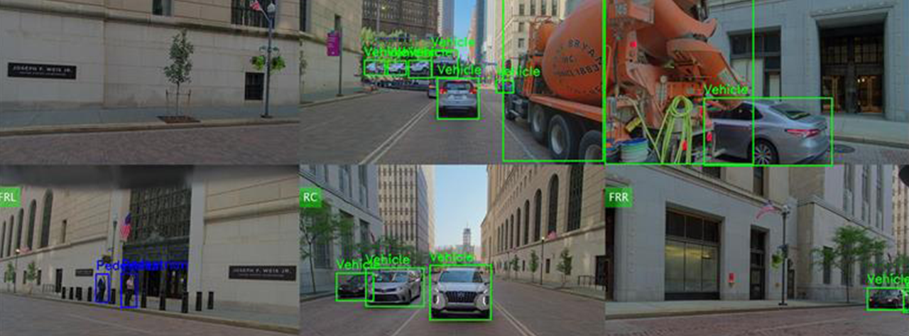 Driving scenes with digital boxes around them