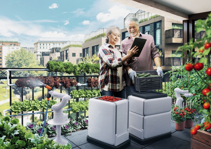 Couple using Robots for gardening