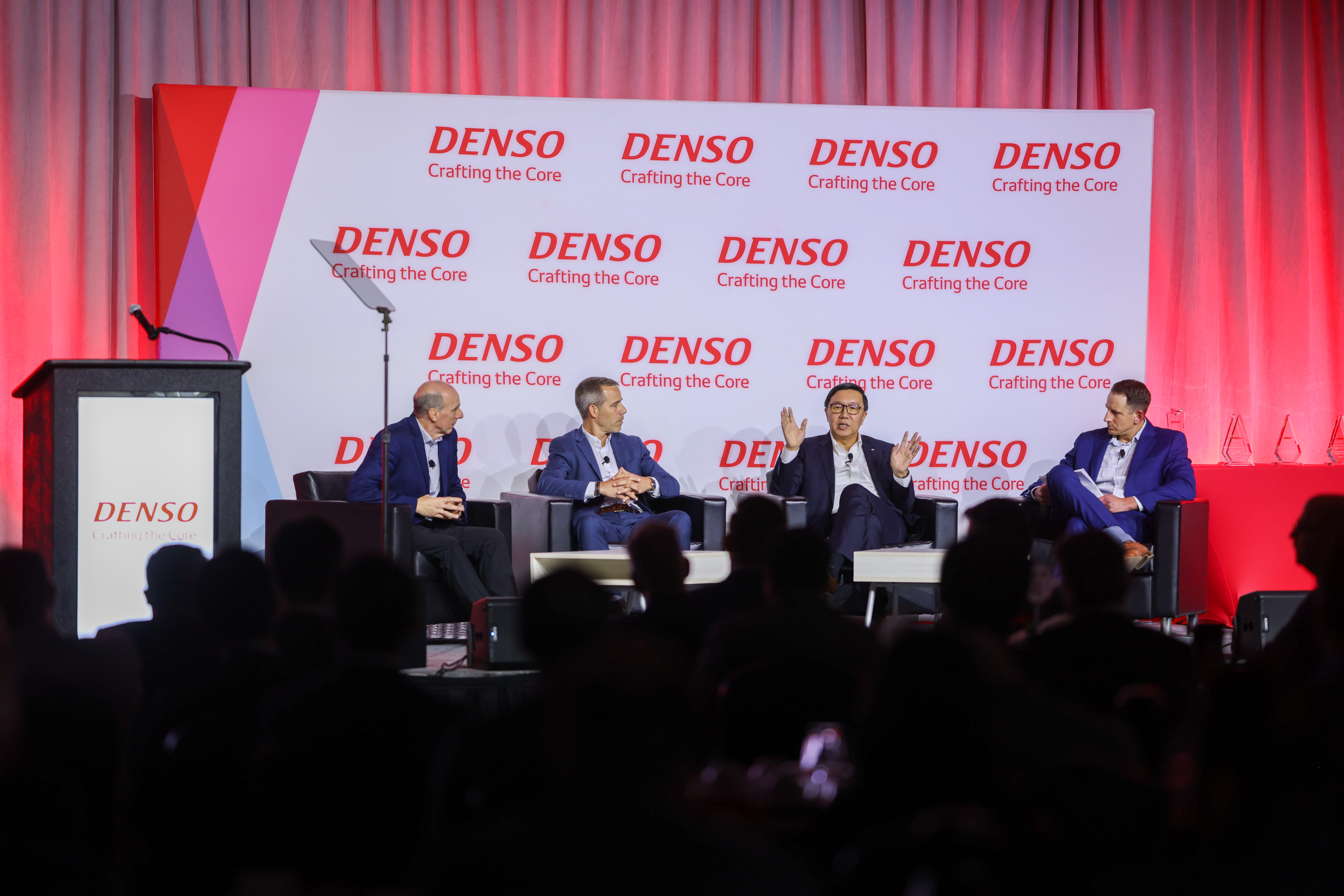 Team discussion on stage